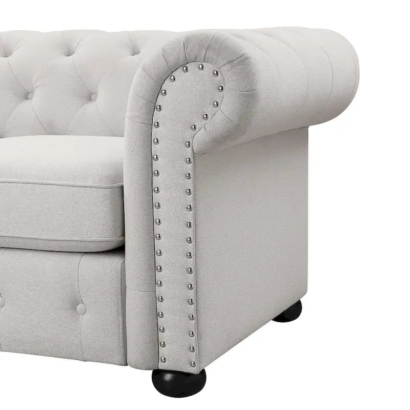 Corvus Aleksis Tufted Chesterfield 3-seater Sofa with Rolled Arms-24
