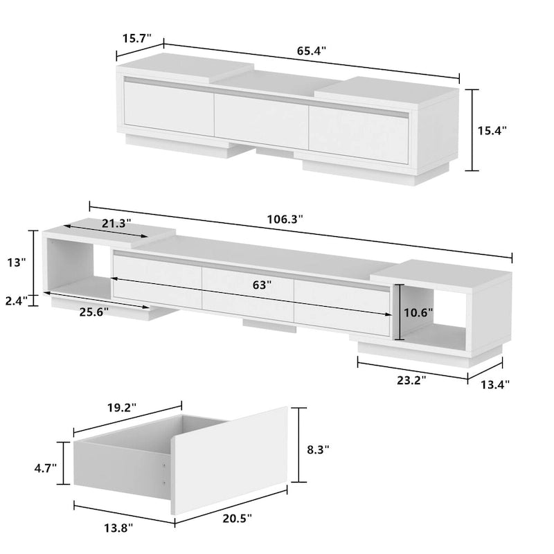 Extendable TV Stand Storage Media Console Modern Entertainment Center-26