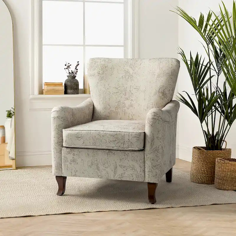 Samouel Modern Floral Upholstered Armchair with Wingback Design by HULALA HOME-38