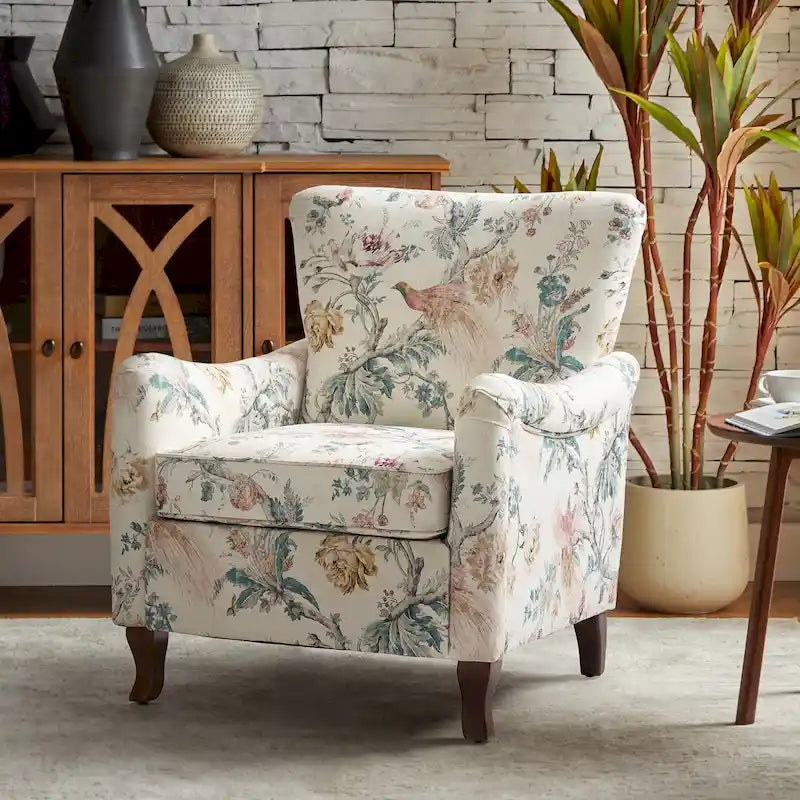 Samouel Modern Floral Upholstered Armchair with Wingback Design by HULALA HOME-40