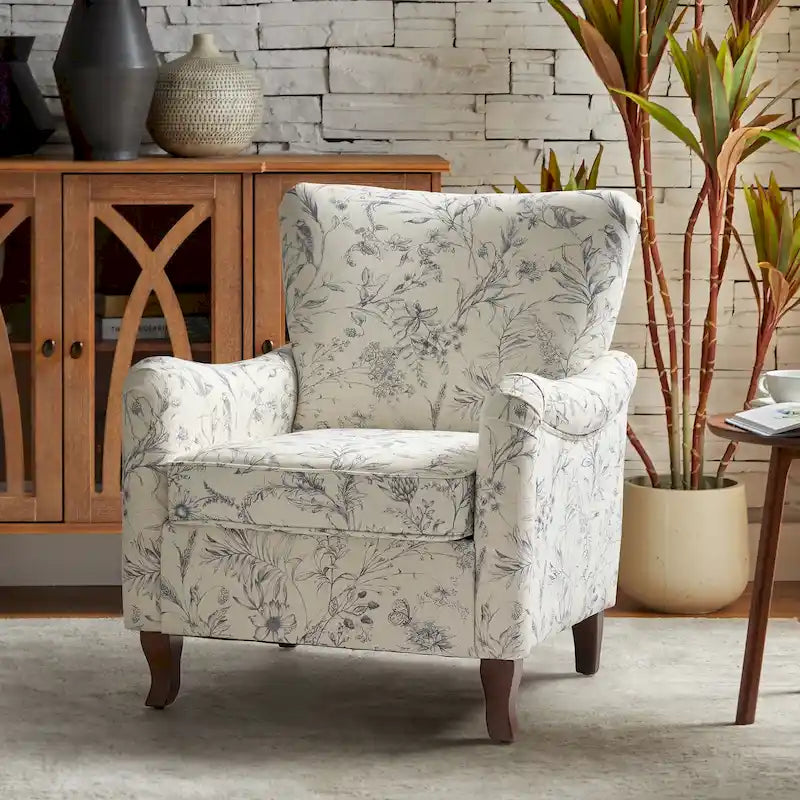 Samouel Modern Floral Upholstered Armchair with Wingback Design by HULALA HOME-41