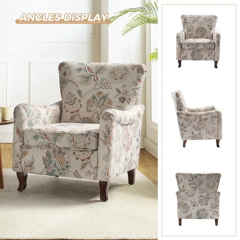 Samouel Modern Floral Upholstered Armchair with Wingback Design by HULALA HOME-3