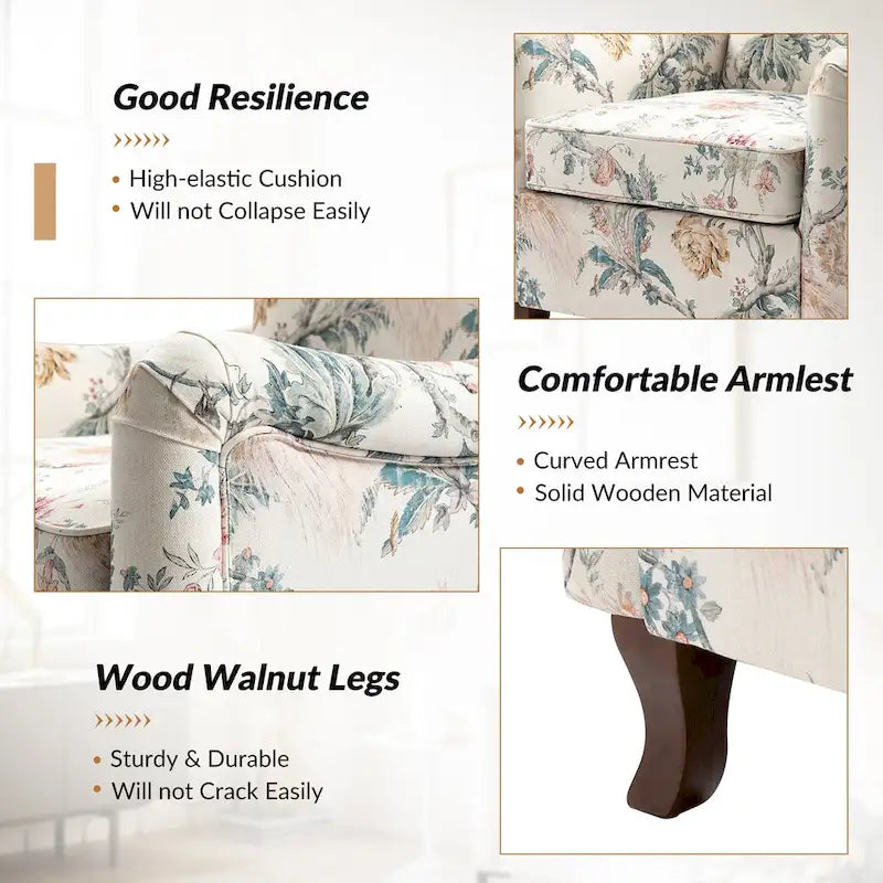 Samouel Modern Floral Upholstered Armchair with Wingback Design by HULALA HOME-11