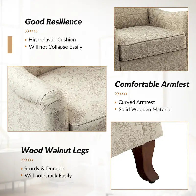 Samouel Modern Floral Upholstered Armchair with Wingback Design by HULALA HOME-17