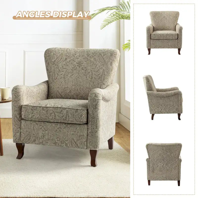 Samouel Modern Floral Upholstered Armchair with Wingback Design by HULALA HOME-18