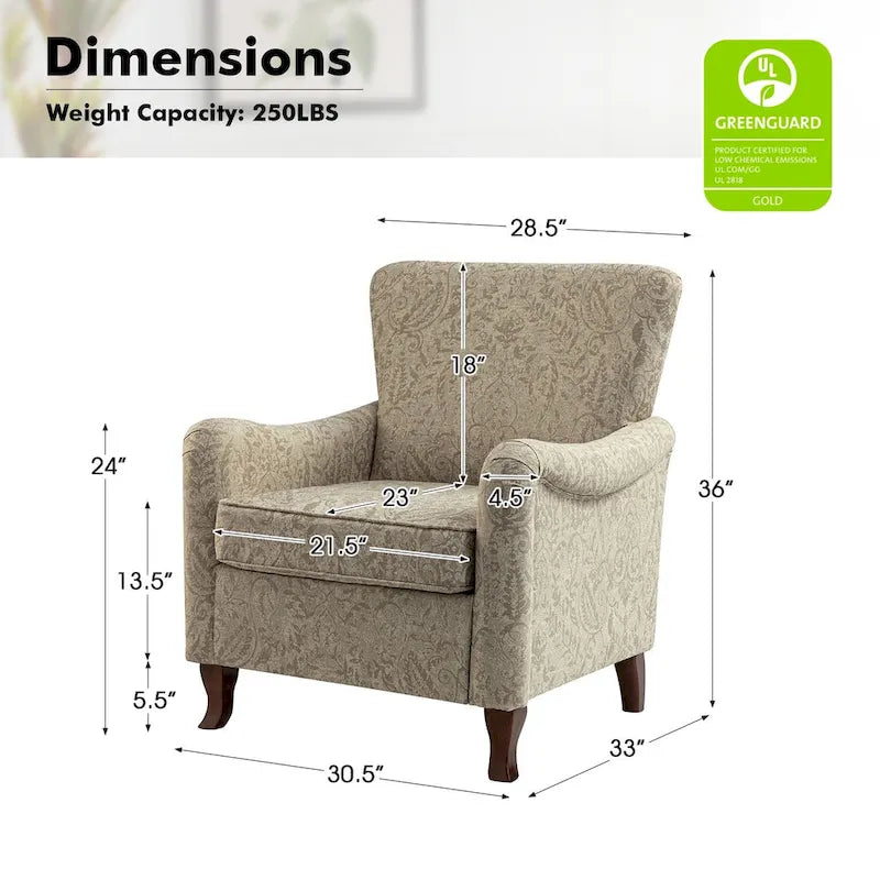 Samouel Modern Floral Upholstered Armchair with Wingback Design by HULALA HOME-19