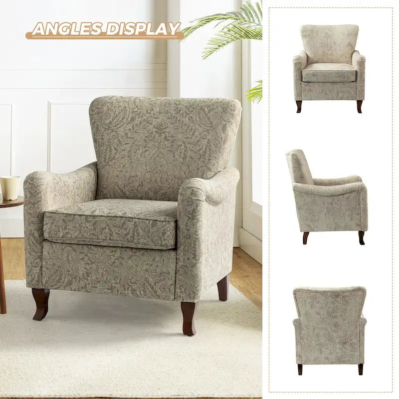 Samouel Modern Floral Upholstered Armchair with Wingback Design by HULALA HOME-23