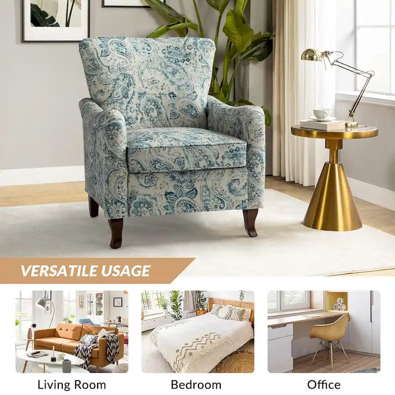 Samouel Modern Floral Upholstered Armchair with Wingback Design by HULALA HOME-32