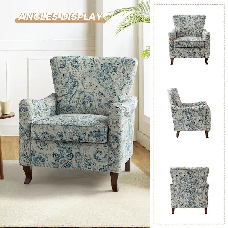 Samouel Modern Floral Upholstered Armchair with Wingback Design by HULALA HOME-35