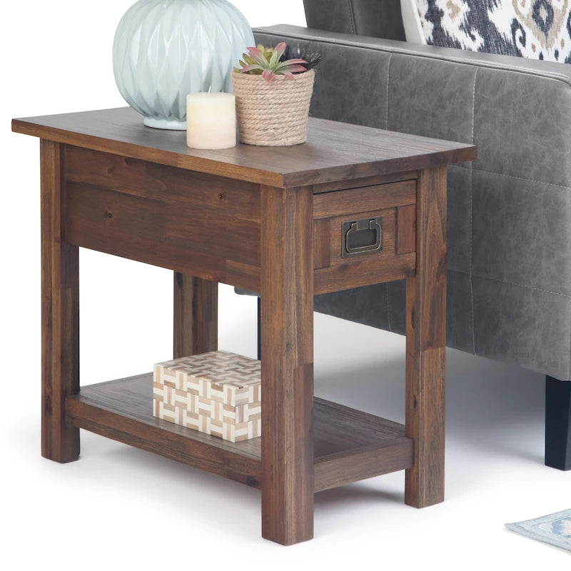 WYNDENHALL Garret SOLID ACACIA WOOD 14 inch Wide Rectangle Rustic Narrow Side Table - 14 W x 24 D x 20 H-31