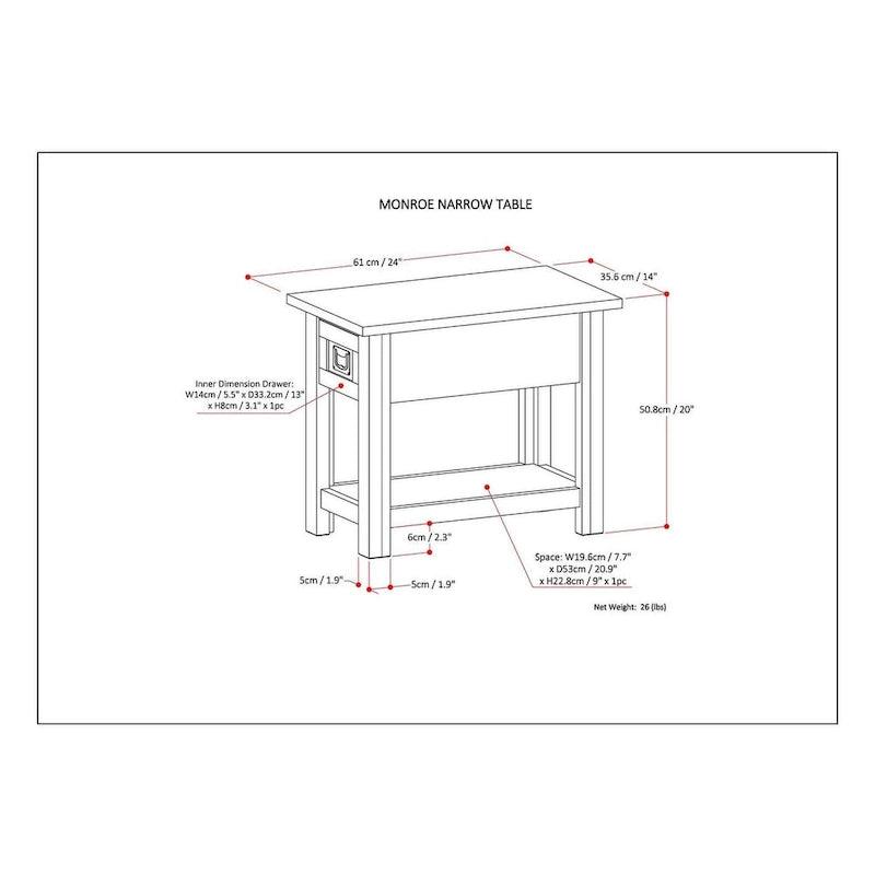 WYNDENHALL Garret SOLID ACACIA WOOD 14 inch Wide Rectangle Rustic Narrow Side Table - 14 W x 24 D x 20 H-11