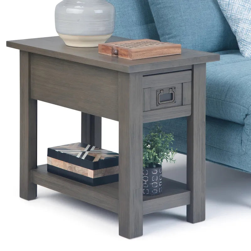 WYNDENHALL Garret SOLID ACACIA WOOD 14 inch Wide Rectangle Rustic Narrow Side Table - 14 W x 24 D x 20 H-13