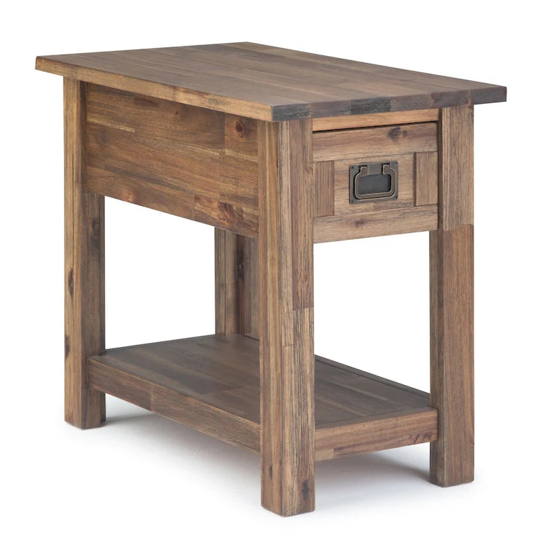 WYNDENHALL Garret SOLID ACACIA WOOD 14 inch Wide Rectangle Rustic Narrow Side Table - 14 W x 24 D x 20 H-23