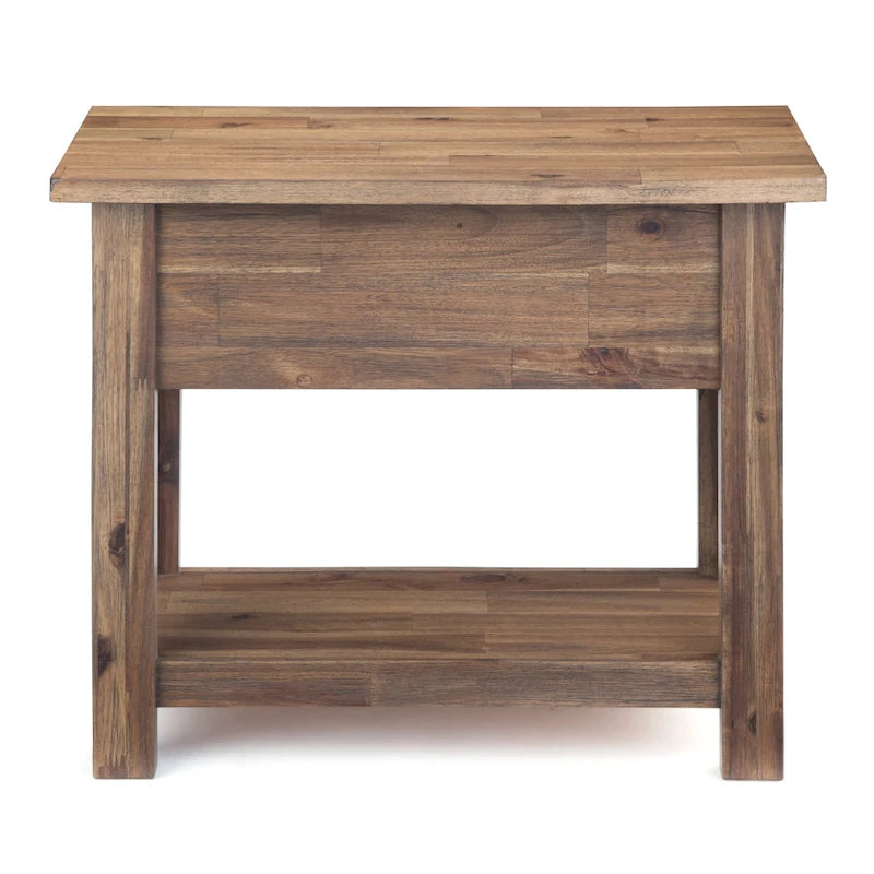 WYNDENHALL Garret SOLID ACACIA WOOD 14 inch Wide Rectangle Rustic Narrow Side Table - 14 W x 24 D x 20 H-26