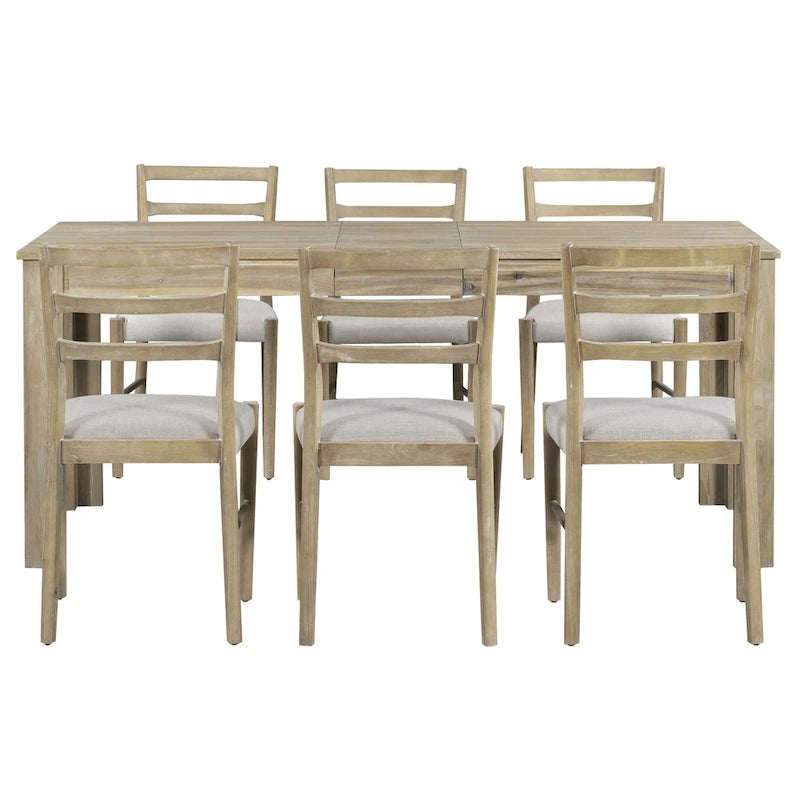 Nestfair 7-Piece Wooden Dining Table Set with 6 Chairs and 2 Drawers-4