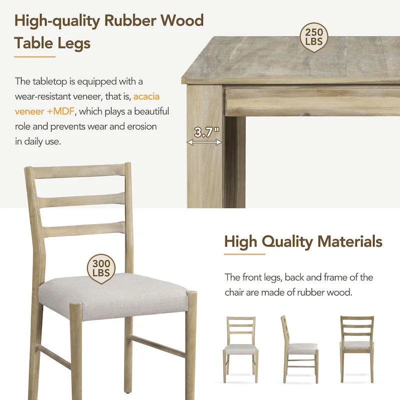 Nestfair 7-Piece Wooden Dining Table Set with 6 Chairs and 2 Drawers-10