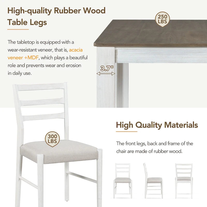 Nestfair 7-Piece Wooden Dining Table Set with 6 Chairs and 2 Drawers-20