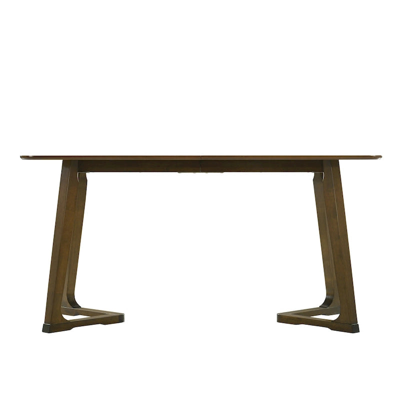 Rectangular Dining Table with V-Shaped Legs, Brown/White, Seats 6-2