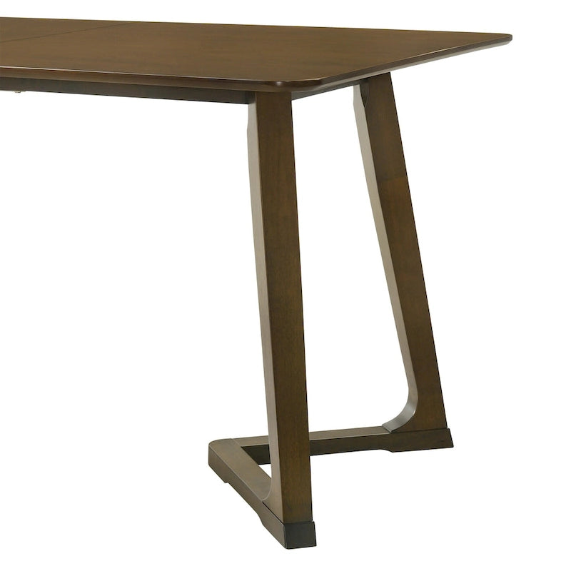 Rectangular Dining Table with V-Shaped Legs, Brown/White, Seats 6-4