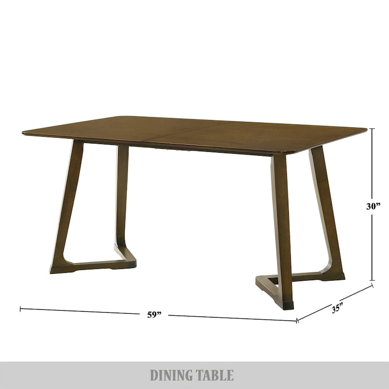 Rectangular Dining Table with V-Shaped Legs, Brown/White, Seats 6-5