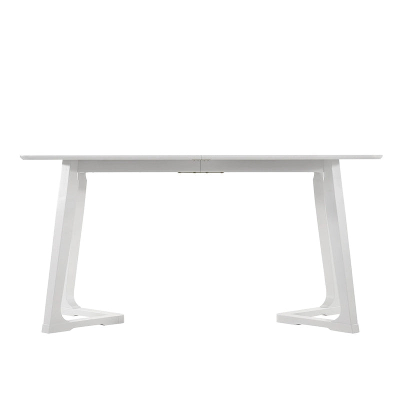 Rectangular Dining Table with V-Shaped Legs, Brown/White, Seats 6-7