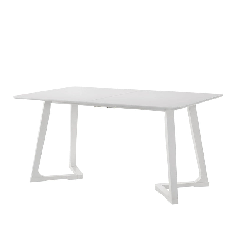 Rectangular Dining Table with V-Shaped Legs, Brown/White, Seats 6-8