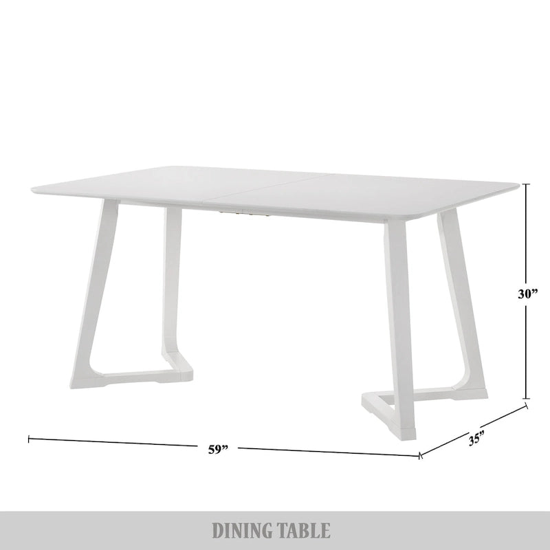 Rectangular Dining Table with V-Shaped Legs, Brown/White, Seats 6-10