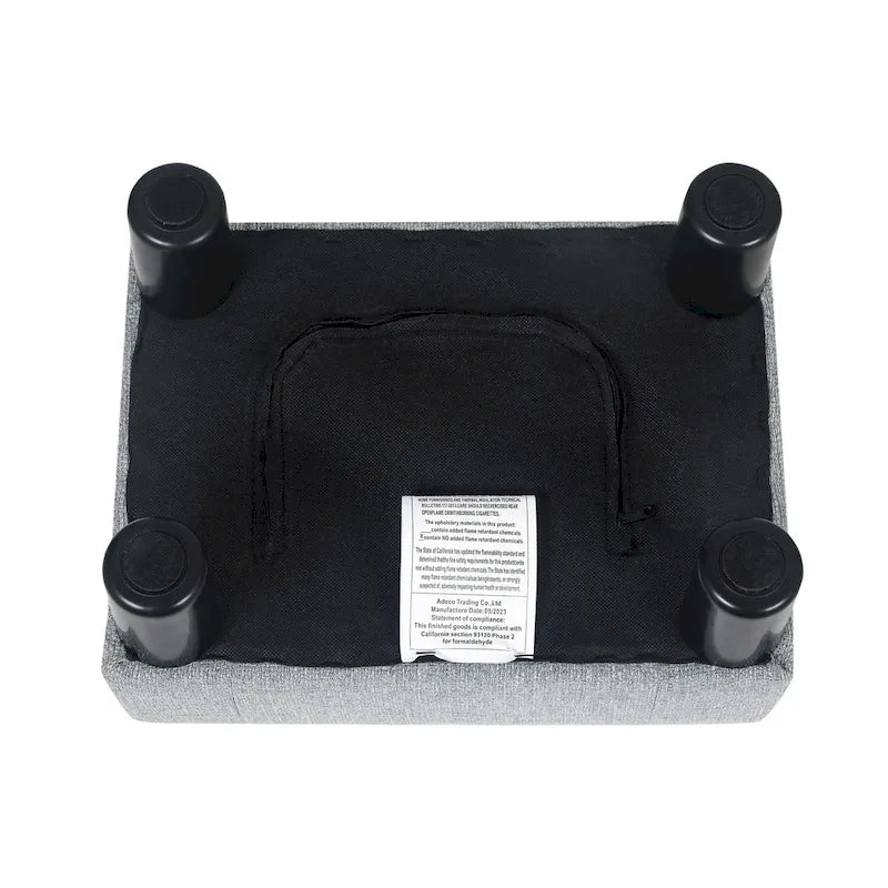 Adeco Button Tufted Linen Foot Stool Rectangular Small Ottoman-8