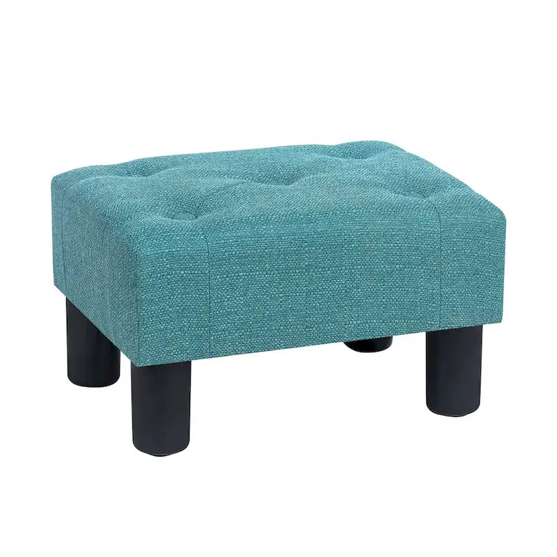 Adeco Button Tufted Linen Foot Stool Rectangular Small Ottoman-16