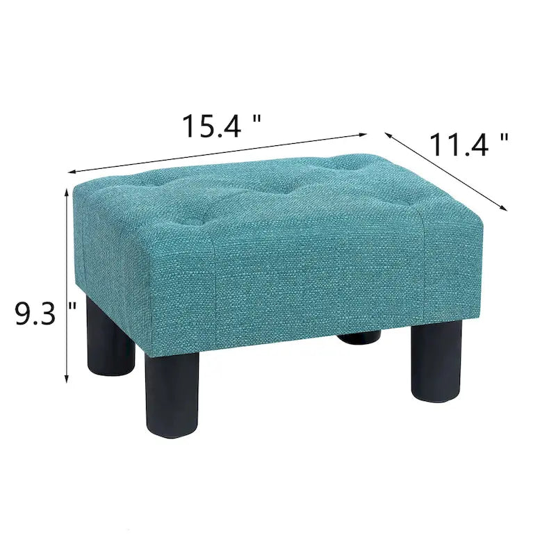 Adeco Button Tufted Linen Foot Stool Rectangular Small Ottoman-17