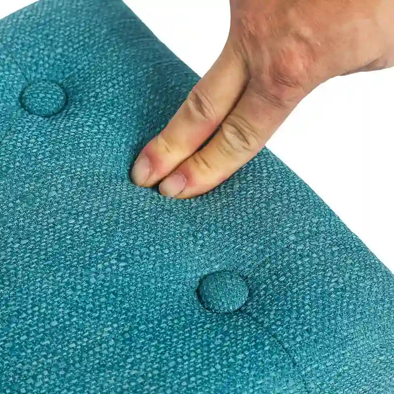 Adeco Button Tufted Linen Foot Stool Rectangular Small Ottoman-20