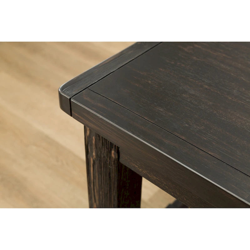 Roundhill Furniture Leviton Counter Height Antique Black Finished Wood 5-piece Dining Set-5