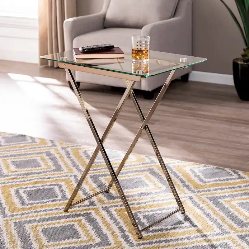 SEI Furniture Hinding Folding Tray Table-19