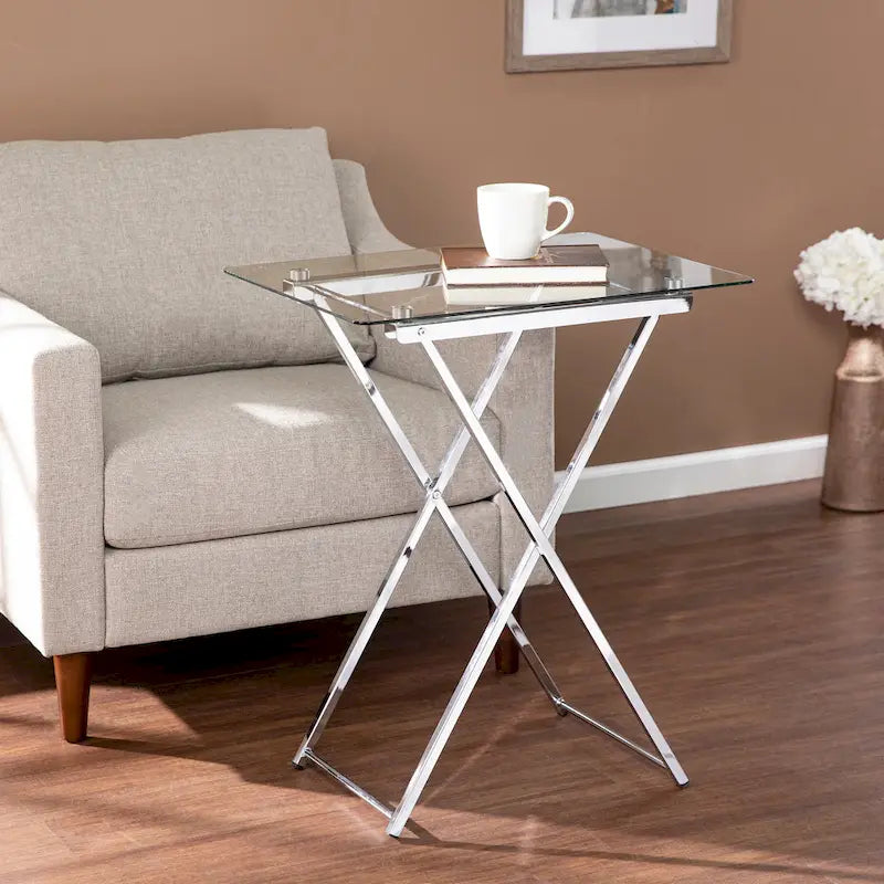 SEI Furniture Hinding Folding Tray Table-10