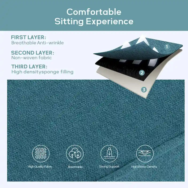 HUIMO Fabric Arm Chair Accent Chair and Ottoman Set Grey/ Beige/ Blue/ Dark Teal-18