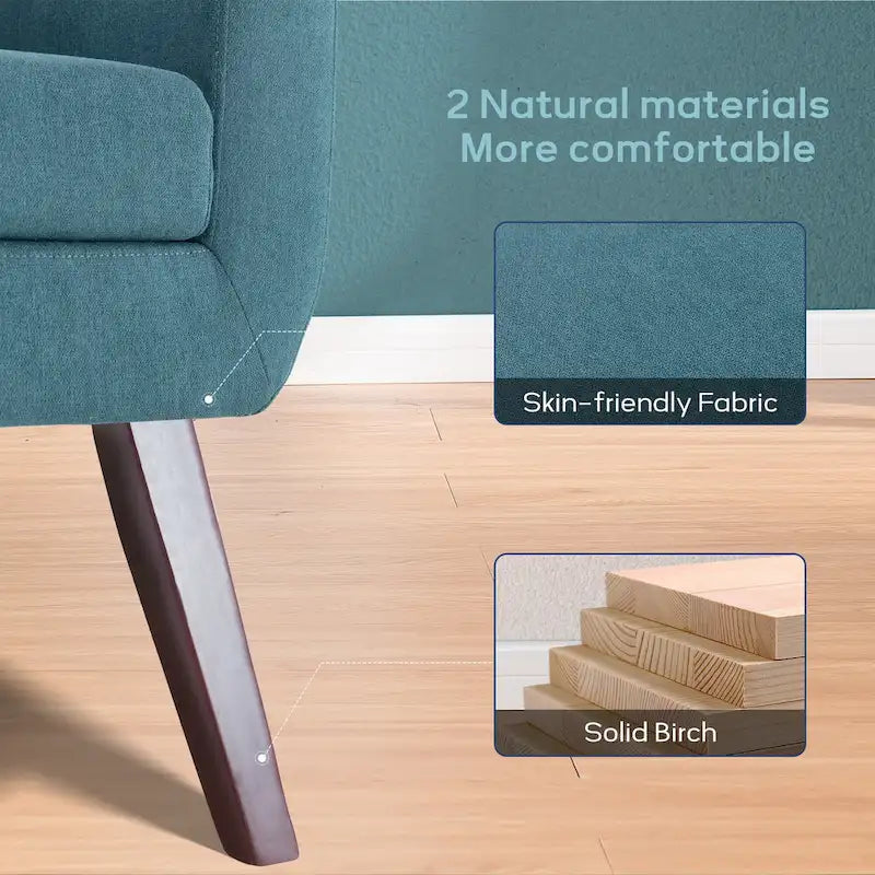 HUIMO Fabric Arm Chair Accent Chair and Ottoman Set Grey/ Beige/ Blue/ Dark Teal-20