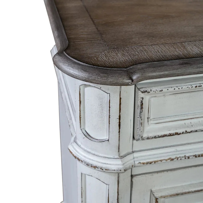 74" Mirrored TV Stand - White/Bisque - Holds 80" TVs-11