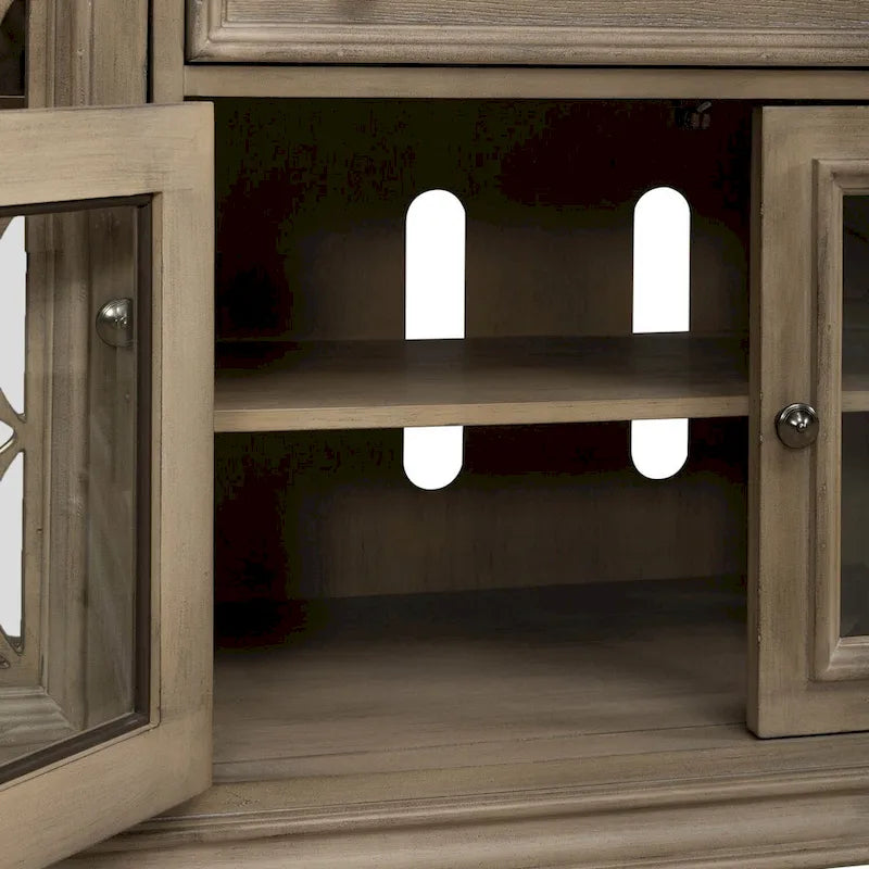 74" Mirrored TV Stand - White/Bisque - Holds 80" TVs-21