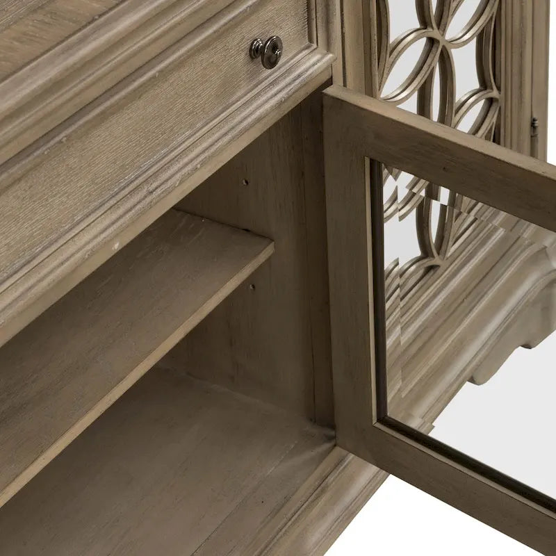 74" Mirrored TV Stand - White/Bisque - Holds 80" TVs-22