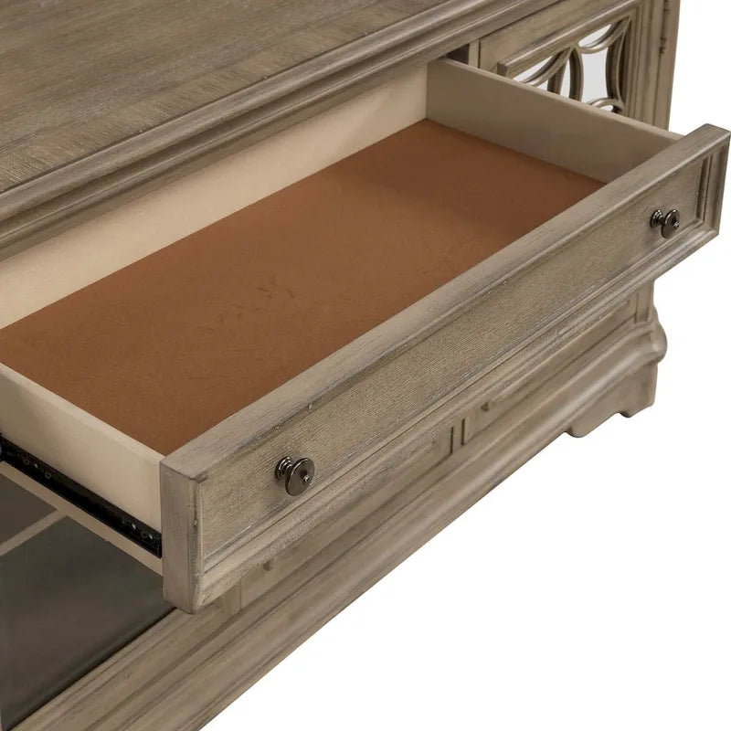 74" Mirrored TV Stand - White/Bisque - Holds 80" TVs-23