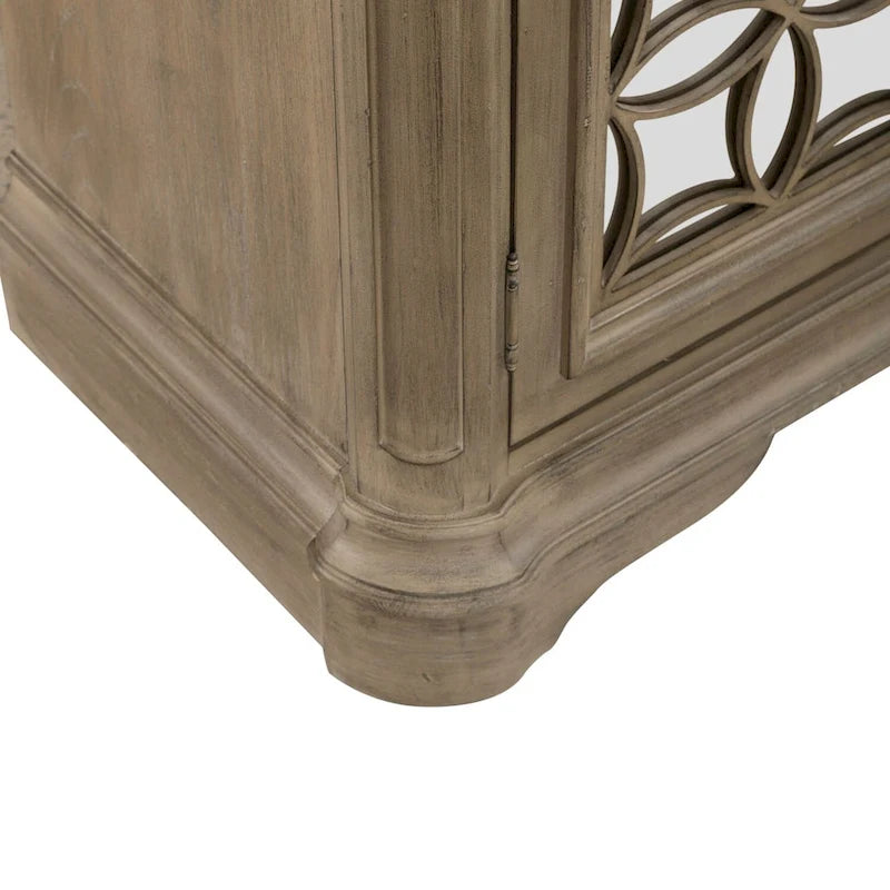 74" Mirrored TV Stand - White/Bisque - Holds 80" TVs-24