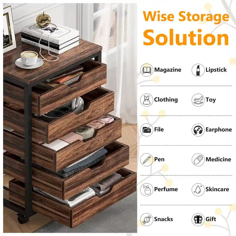 5 Drawer Chest & 7 Drawer Chest Wood Storage Drawer Cabinet Organizer-7