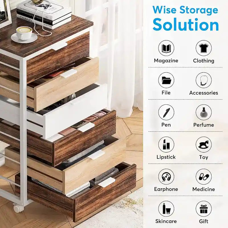 5 Drawer Chest & 7 Drawer Chest Wood Storage Drawer Cabinet Organizer-13