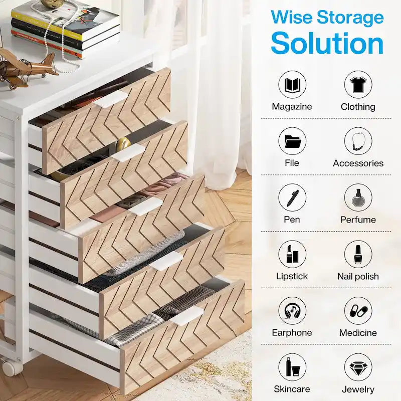 5 Drawer Chest & 7 Drawer Chest Wood Storage Drawer Cabinet Organizer-35