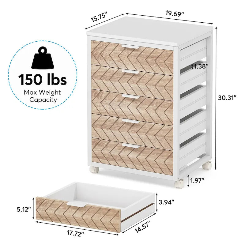 5 Drawer Chest & 7 Drawer Chest Wood Storage Drawer Cabinet Organizer-36