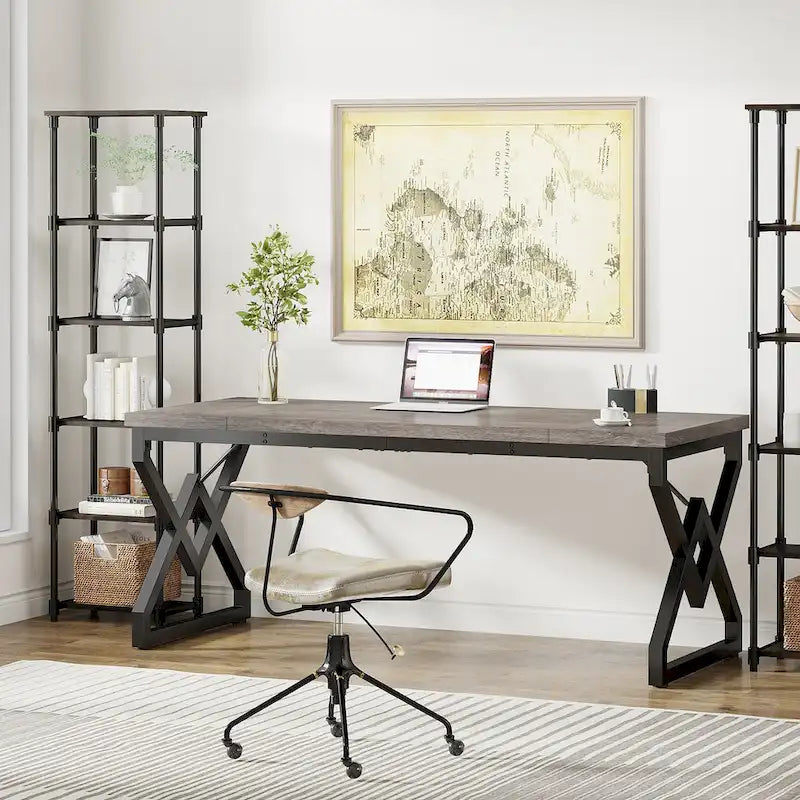 63-in Large Executive Desk, Home Office Computer Desk-9
