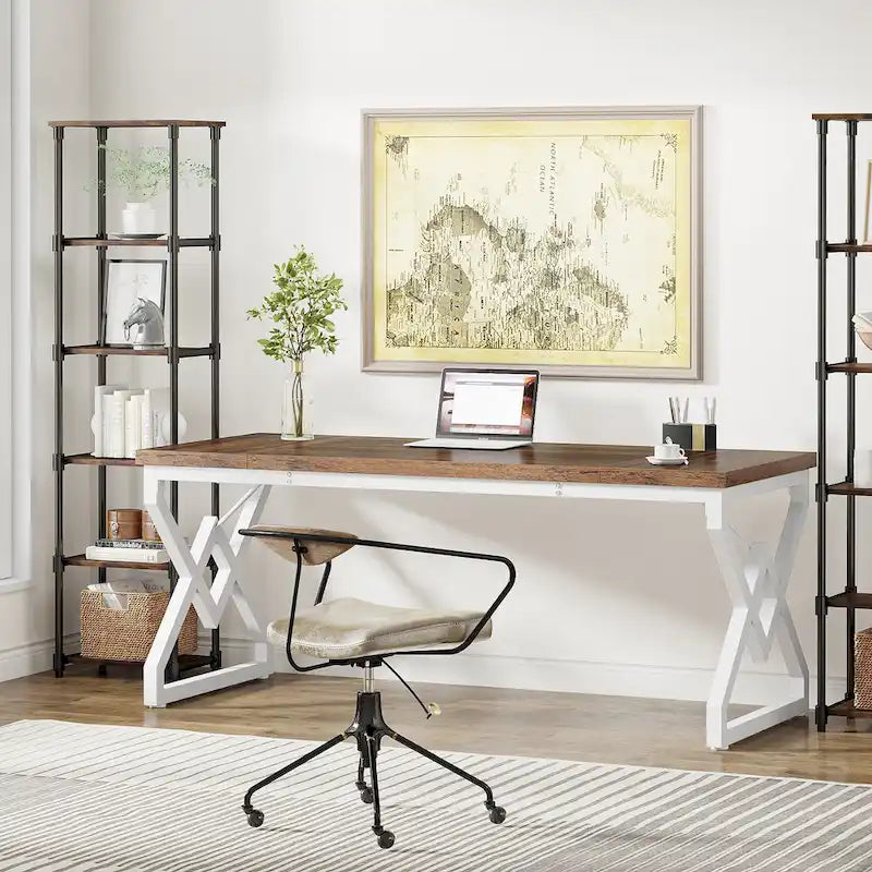 63-in Large Executive Desk, Home Office Computer Desk-17
