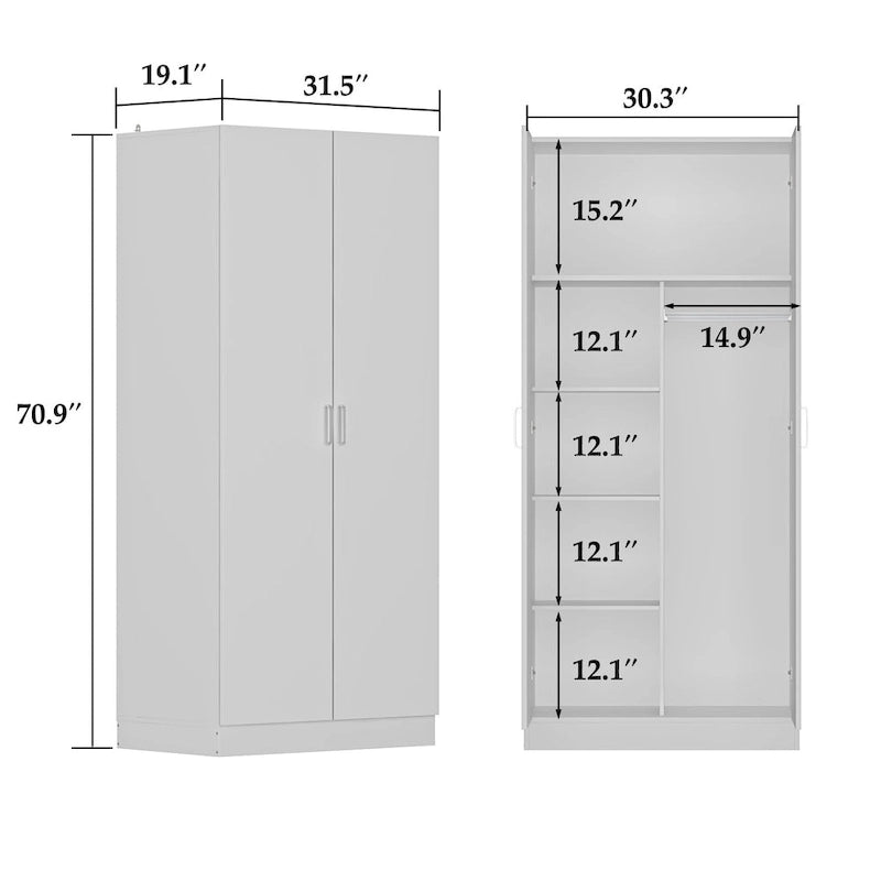5-Tier Amoires Wardrobe Cabinet With 2 Doors-6