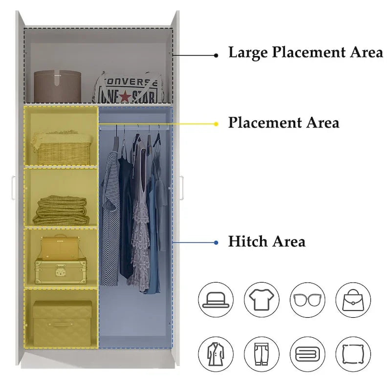 5-Tier Amoires Wardrobe Cabinet With 2 Doors-7