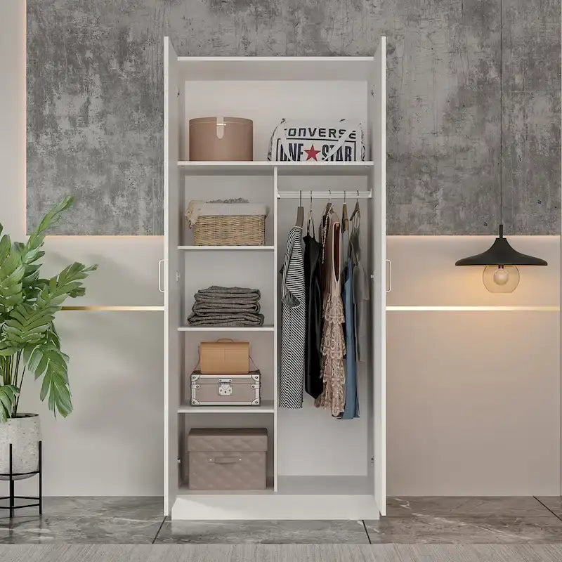 5-Tier Amoires Wardrobe Cabinet With 2 Doors-12